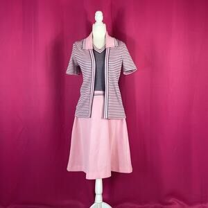 Vintage 60s unbranded fit and flare dress and jacket set in pink, size 16